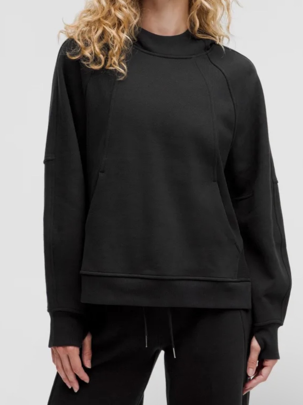 Scuba Oversized Side-Slit Hoodie in Black